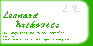 leonard matkovics business card